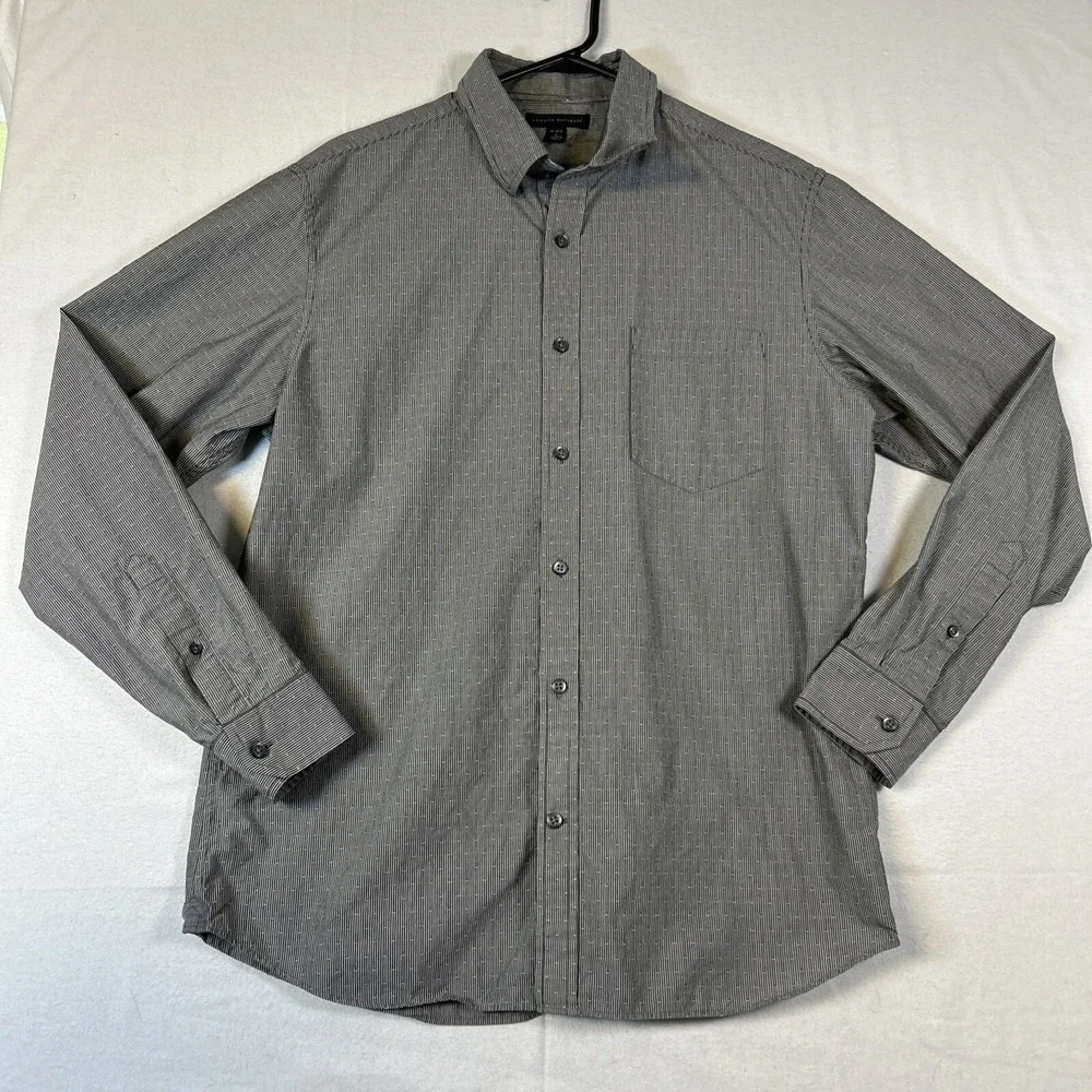 Banana Republic Long Sleeve Button Down Shirt Men's Large Black White Check
